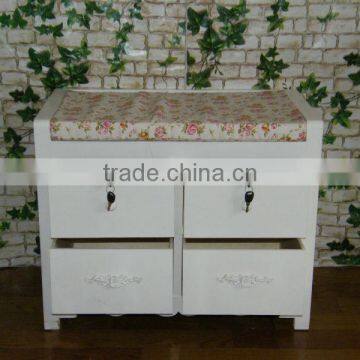 White Wooden Cabinet With 4 Drawers and 2 Locker/wooden Cabinet With Wicker Drawers photo-2