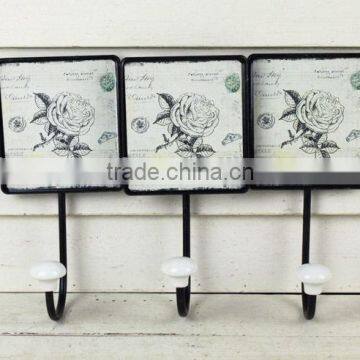 Hot Sale paper decal Metal hanging antique rose hooks for home decor