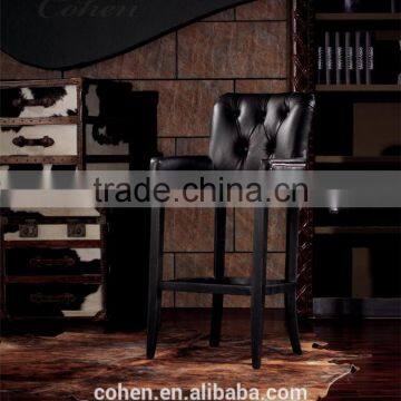 Foshan Wooden Furniture Europe/American Chesterfield Sofa Vintage Top Grain Leather Bar Chair Factory Derect Sale photo-2