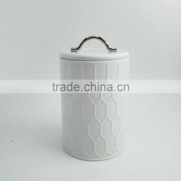 Powder-Coated Retro Metal Embossed Dianond Tea Coffee Sugar Storage Canister,Bread Bin,Cake Tin photo-4