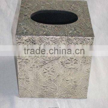 German Silver Tissue Box With Embossed Floral Patterns