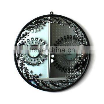 Modern home decorative metal mirror wall clock