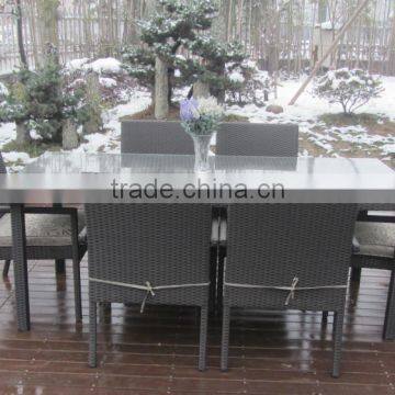 All Season Outdoor Furniture Rectangle Rattan Table and Chairs Dining Set photo-4