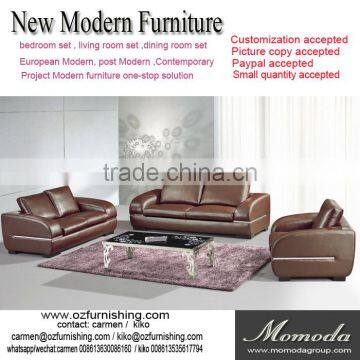 JR8001 special modern Luxury living furniture Italy brown leather European style L shape sectional living room sofa set