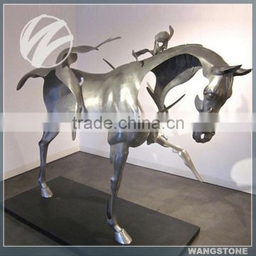 Life Size Metal Man With Horse Statue