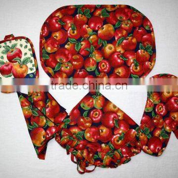 4pcs Kitchen Textile Sets(Apron,tea towel,oven mitt,place mat)