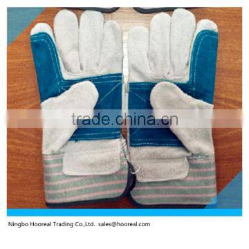 Heavy Duty Double Reinforced Palm & Canvas Back Natural Cowhide Split/Full Palm Green Leather Work Protective Gloves In Safety photo-2