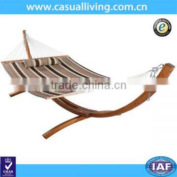 12-Feet Wood Hammock Arc Stand With Cotton Hammock Outdoor Garden Patio