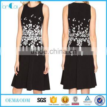 white flower printing office dress designs for women in Europe America