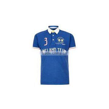 Flock Printed Polo Shirt, Men Polo Shirt, Short Sleeve 100% Polyester photo-3