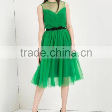 2016 Hot Selling Women Fashion Sleevless Mesh Tutu Evening Dress Green Beaded Short Dress of Evening photo-5