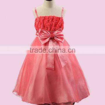 Wholesale Wedding Party Show Beautiful Braced Skirt Flower Girl Dress Summer Spaghetti Straps Party Kid Dress photo-3