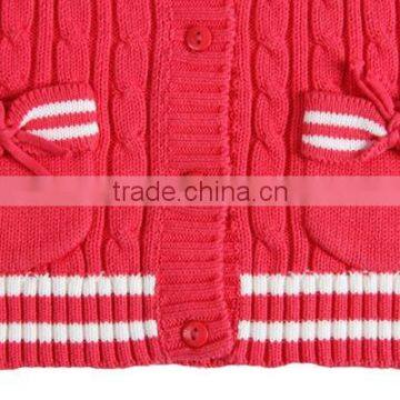 Two Pockets Girls Cable Knit Pattern Open Chest Cardigan Sweater photo-5