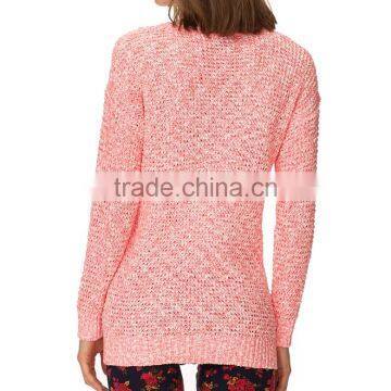 Bright Mixed Color Drop Shoulder Sleeve Crew Neck Latest Design Ladies Sweater photo-3