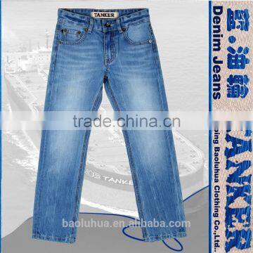 T1112K Comfortable Boys Stretchable Waistband Kid Children Snow Wash Light Indigo Jeans photo-3