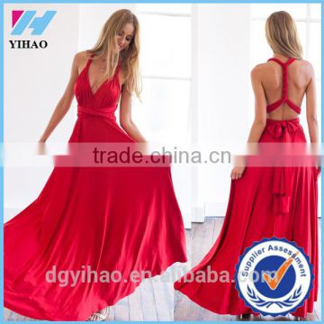 Yihao 2016 Special Offer Natural V-neck Vestidos De Fiesta Women Long Sexy Strapped Lady Party Maxi Summer dress