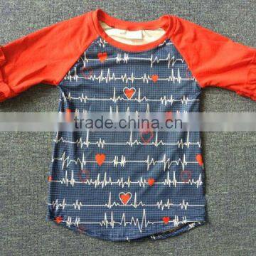 children long sleeves clothes in fall cute kids electrocardiogram print Raglan