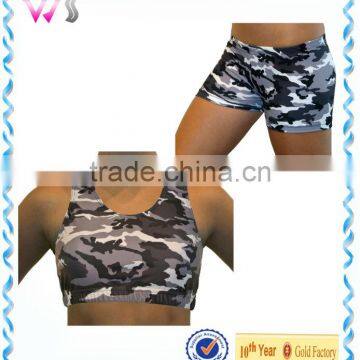 New Design Custom Polyester Spandex Compression Fit Sports Bra Custom Camo Bra