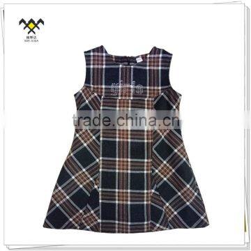 yarn dyed check Kindergarten uniforms girl baby dress