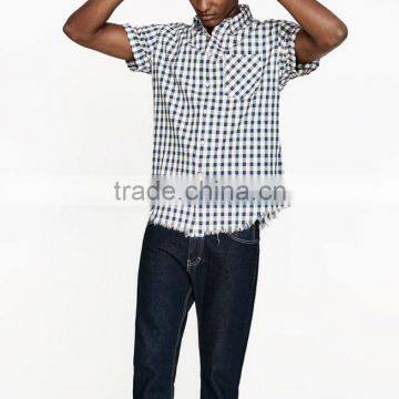 Summer mens Loose Plaid Shirt