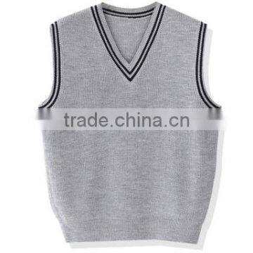Cool Junior Uniform V Neck Sleeveless Sweater Men Vest Cotton With Two Colors photo-2