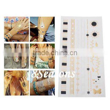 High Quality Sun&Branch Pattern Gilding Water Transfer Printing Waterproof Paper Temporary Tattoos Sticker