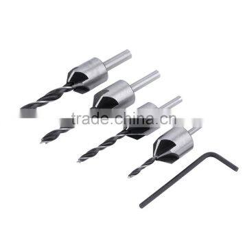 4 Pcs HSS Flute Countersink Drill Bit Set Screw Woodworking Chamfer Tool 3-6mm Hot Search photo-2