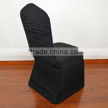 Black popular rouched/ruffled spandex chair cover for weddings