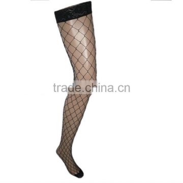 Hot Selling Fashion Fishnet Silicone Inside Lace Top Women Black Stockings