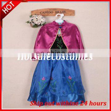 Latest Free Shipping Frozen Anna Dress for Gilrs Movie Cosplay Frozen Anna Dress Costume For Kids/Girls with High Quality