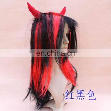 Ombre Black and White Halloween Wig With Devil Horn FGW-0063