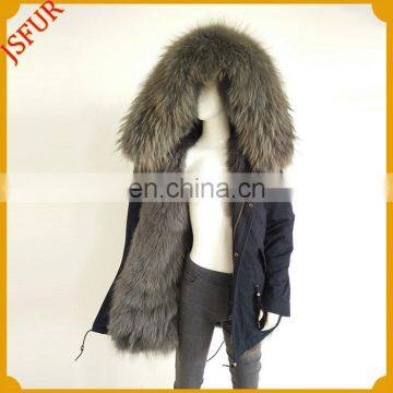 Factory Direct Wholesale Raccoon Fur Collar Parka Fur Coat