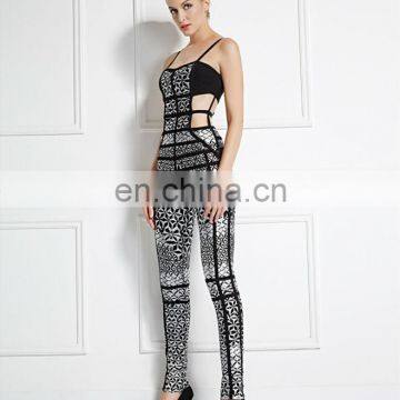 High quality stylish printing bandage women jumpsuits