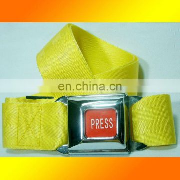 Top fashion yellow webbing belt, with top classic car buckle