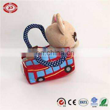 Dog in car printed bag lovely stuffed big head pet toy