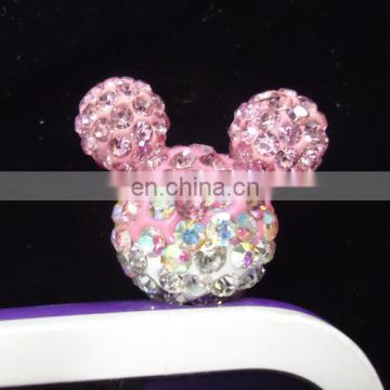 Wholesale custom rhinestone cell phone custom anti Mickey dust plug charm stopper for iPhone MCD-0027