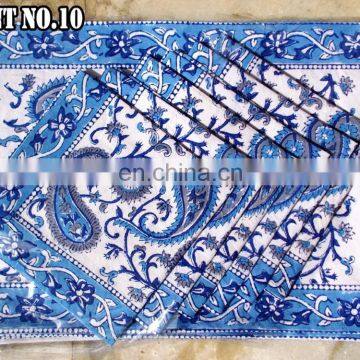 Cotton Block Printed Sanganeri Jaipuri Printed Dining Place Mat With Napkin Mat Set