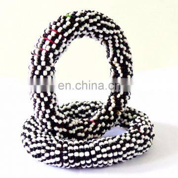 Black and White Glass beads bangles-Afghani bangles-pearl beaded bangles-dance costume jewelry-vintage indian bangles/Bracelet