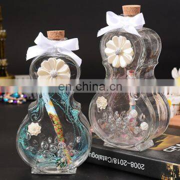 glass wishing bottle cork with flower bow knot creative violin shaped wishing bottle