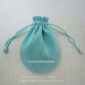 Custom Mini Green  Jewelry Bag Drawstring Earring Velvet Pouch Bag