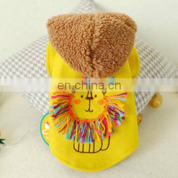 Pet Dog Simba Lion King Puppy Yellow Hoodie Woolen Cloth Clothes Tassel photo-5