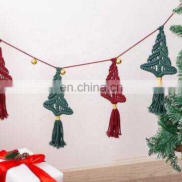 Christmas Home Wall Decoration Hand Made Macrame Cotton Rope Christmas Tree Hanging Boho photo-6