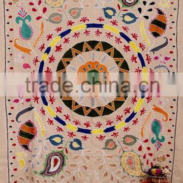 Hippie Gypsy Suzani Blanket Fabric Quilt Psychedelic Embroidered Suzani Wall Hanging Twin Suzani Table Cloth