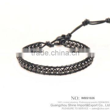 Factory price new black leather volcanic stone bracelet new bracelet XE09-0065