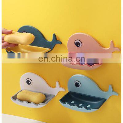 Creative non-perforating soap box bathroom double layer asphalt soap rack toilet wall-mounted soap box shelf