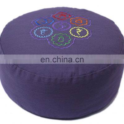 Custom embroidery designed Indian manufacture Private label buckwheat zafu meditation cushion