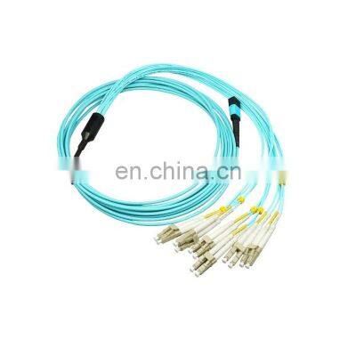 high quality 12 core MPO to LC Fiber Patchcord multi mode om3 12 core optic fiber patch cord