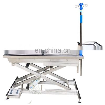 Hot selling medical electric thermostatic lifted veterinary operation table