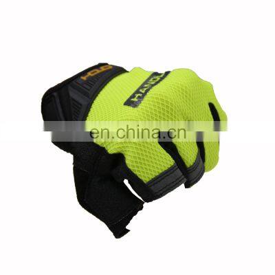 HANDLANDY Cycling Motorcycle Sports Synthetic Leather Fingerless Mechanical Utility Half Fingers Work Gloves photo-2