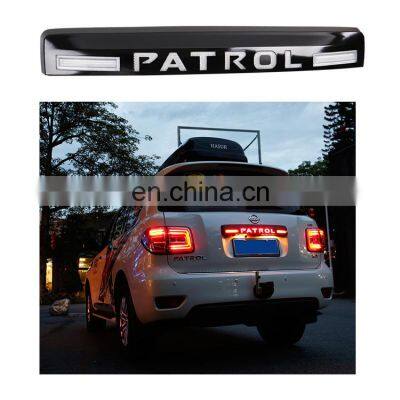 Car accessories chrome and black rear trunk door strip trim with LED car tail light for y62 patrol 2014-2020